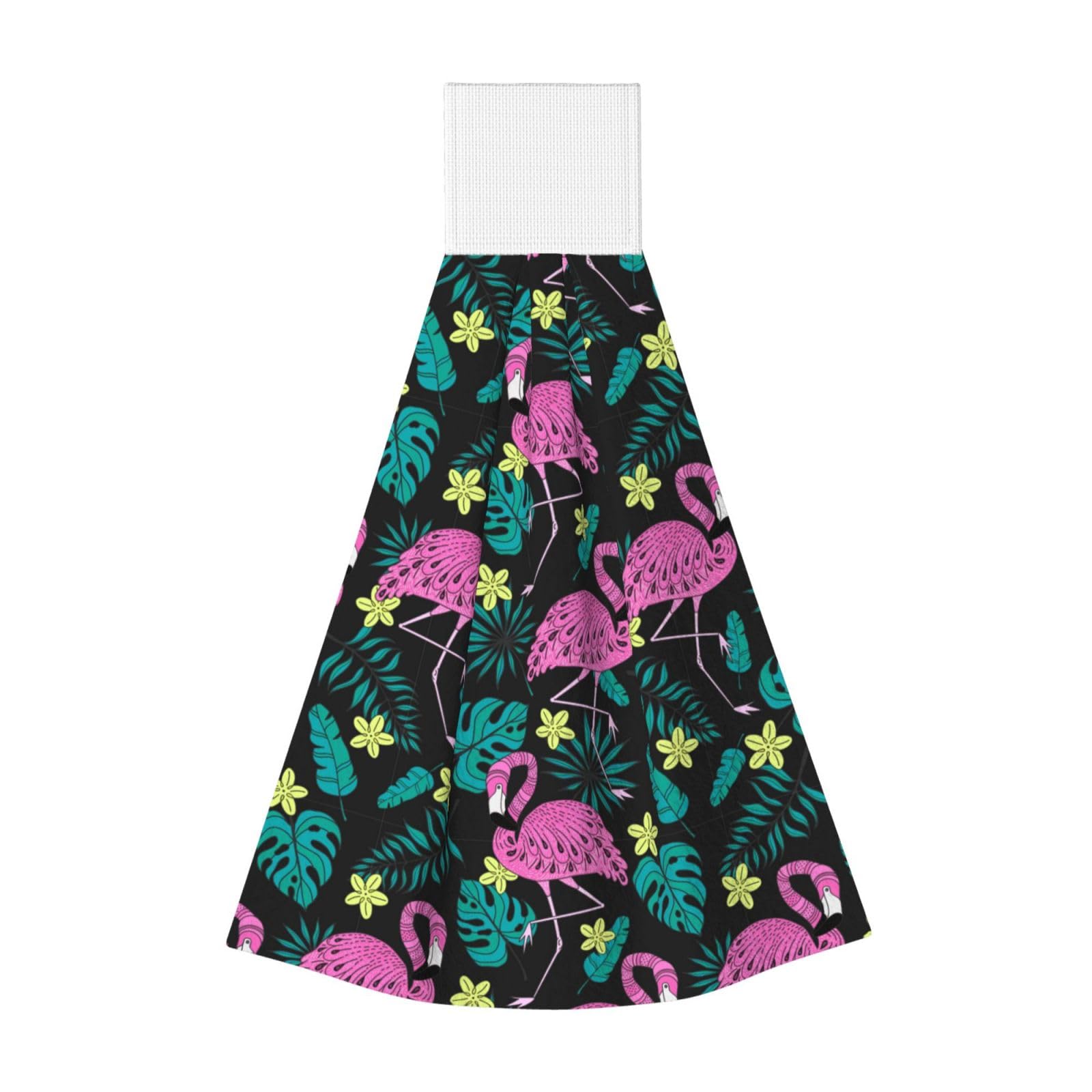 Noble Ren Flamingo Pattern Hand Towel Hanging Kitchen Towel Velcro Dry Towel Highly Absorbent Suitable For Bathroom/Living Room/Toilet