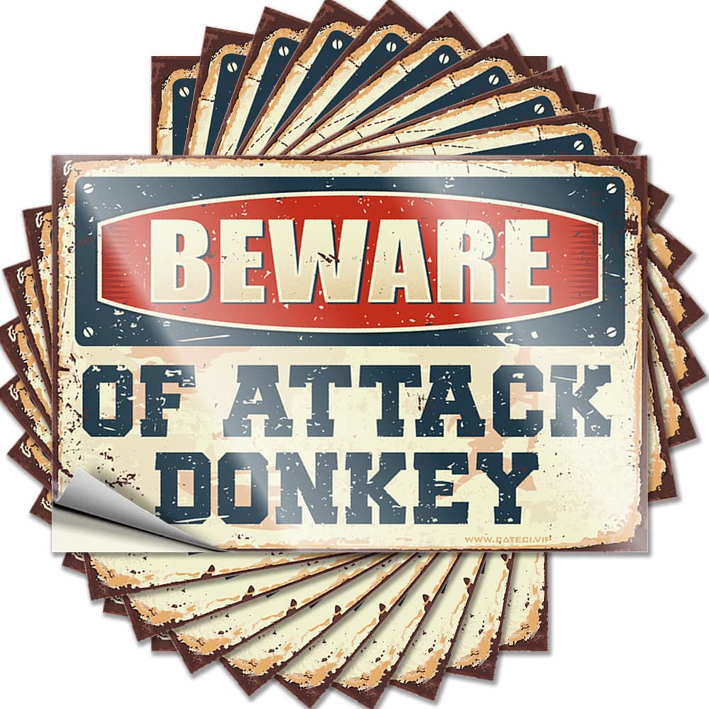 Car Stickers and Decals Beware of Attack Donkey Funny Sticker 10 Pcs Windshield Stickers for Cars Car Stickers Funny(12X18CM)