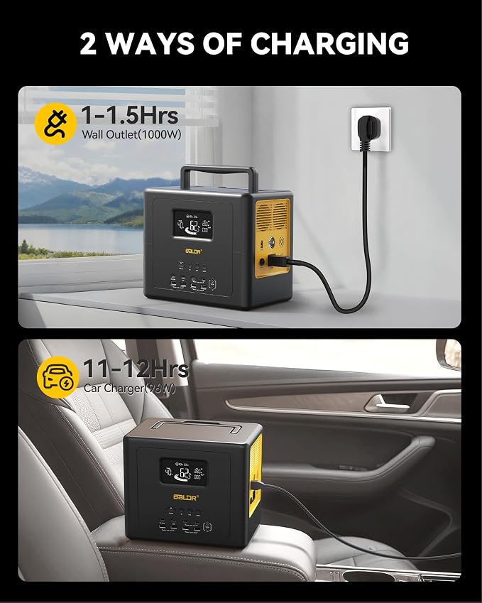 Estación de Energía Portátil BALDR de 1042 Wh para Camping y Respaldo en Casa, Batería de Litio con Generador de 1200 W de Potencia Pico, Salida CA, Ideal para Emergencias al Aire Libre miniatura 7