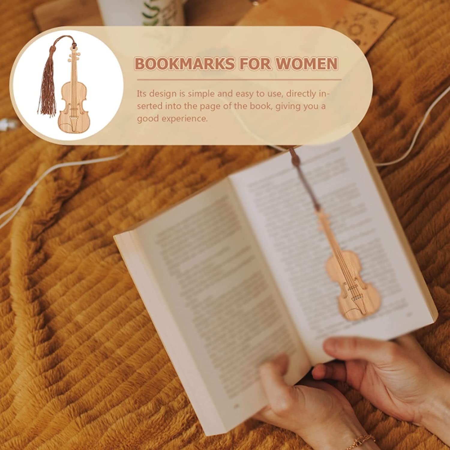 zakładki do książek 12 stks Massief Houten Bladwijzer Grappige Viool Boekenleggers Creatieve Mode Lezen Pagina Markers Voor Dames Pagina Markers piękna