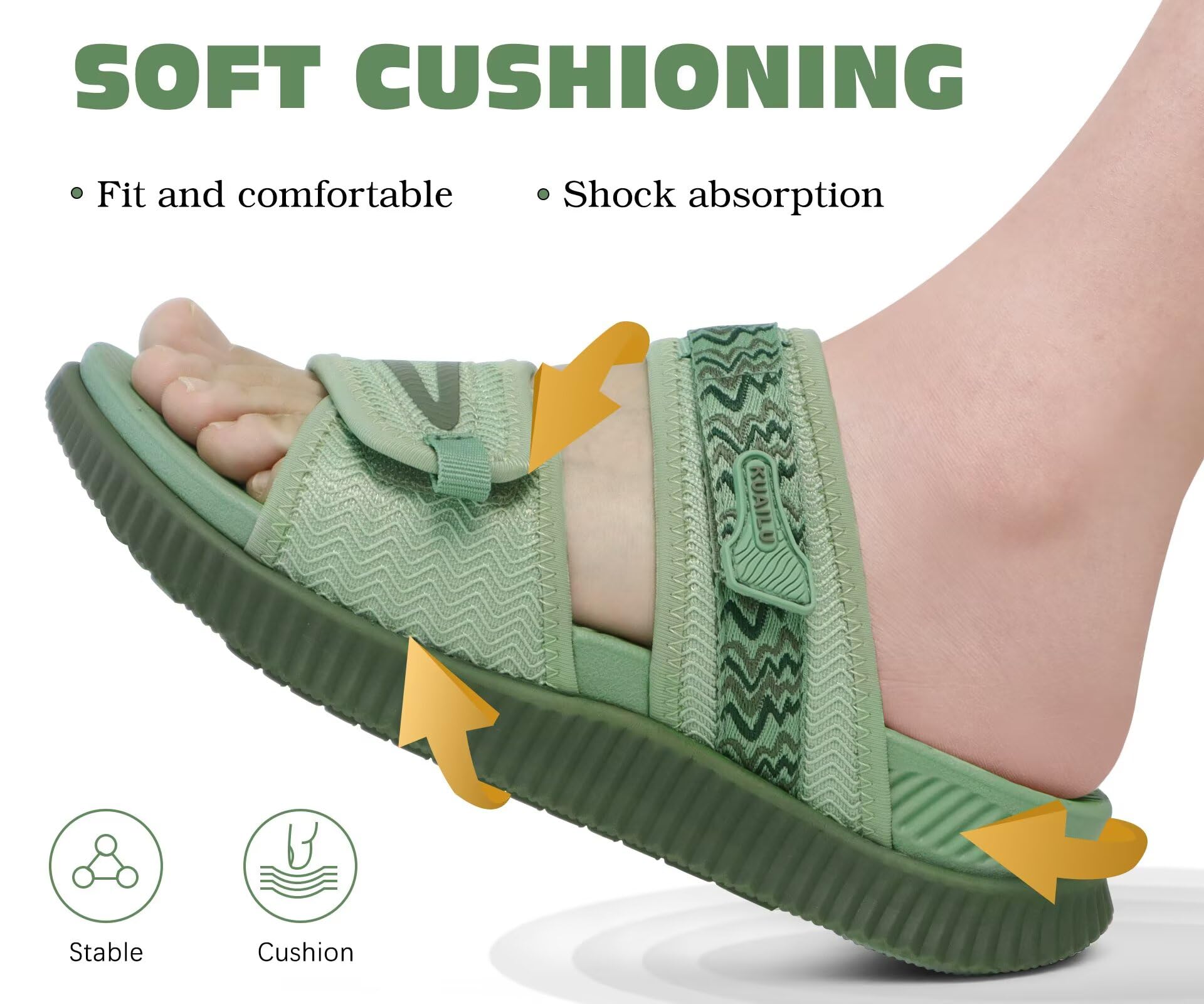 KuaiLu Womens Fashion Orthotic Slides Ladies Athletic Thick Cushion Recovery Sandals Adjustable Strap Slip On Walking Sandles with Comfortable Plantar Fasciitis Arch Support