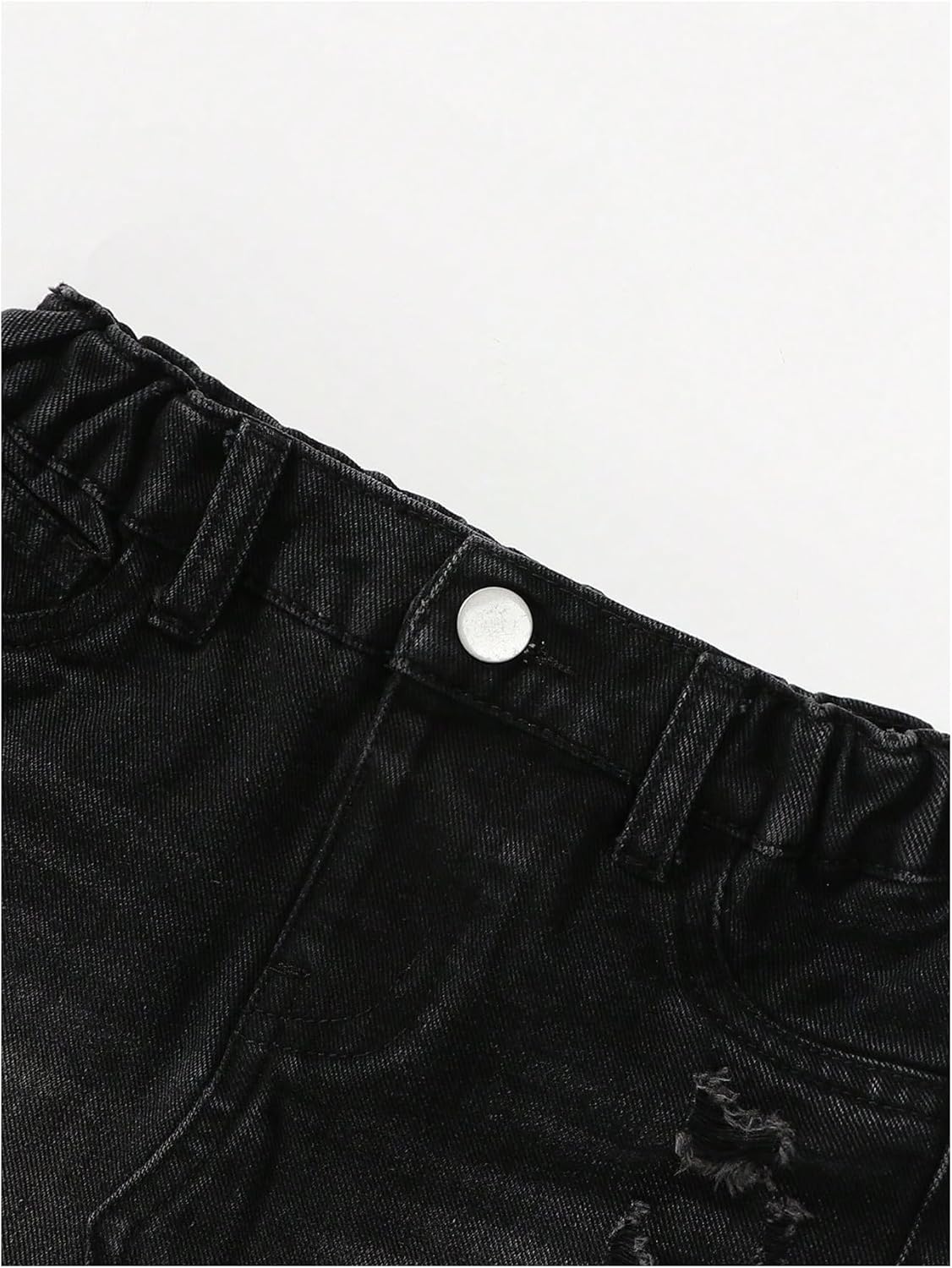 WDIRARA Girl's 2 Piece Outfit Ripped Button Front Long Sleeve Denim Jackets and Mini Skirts Set - Image 3