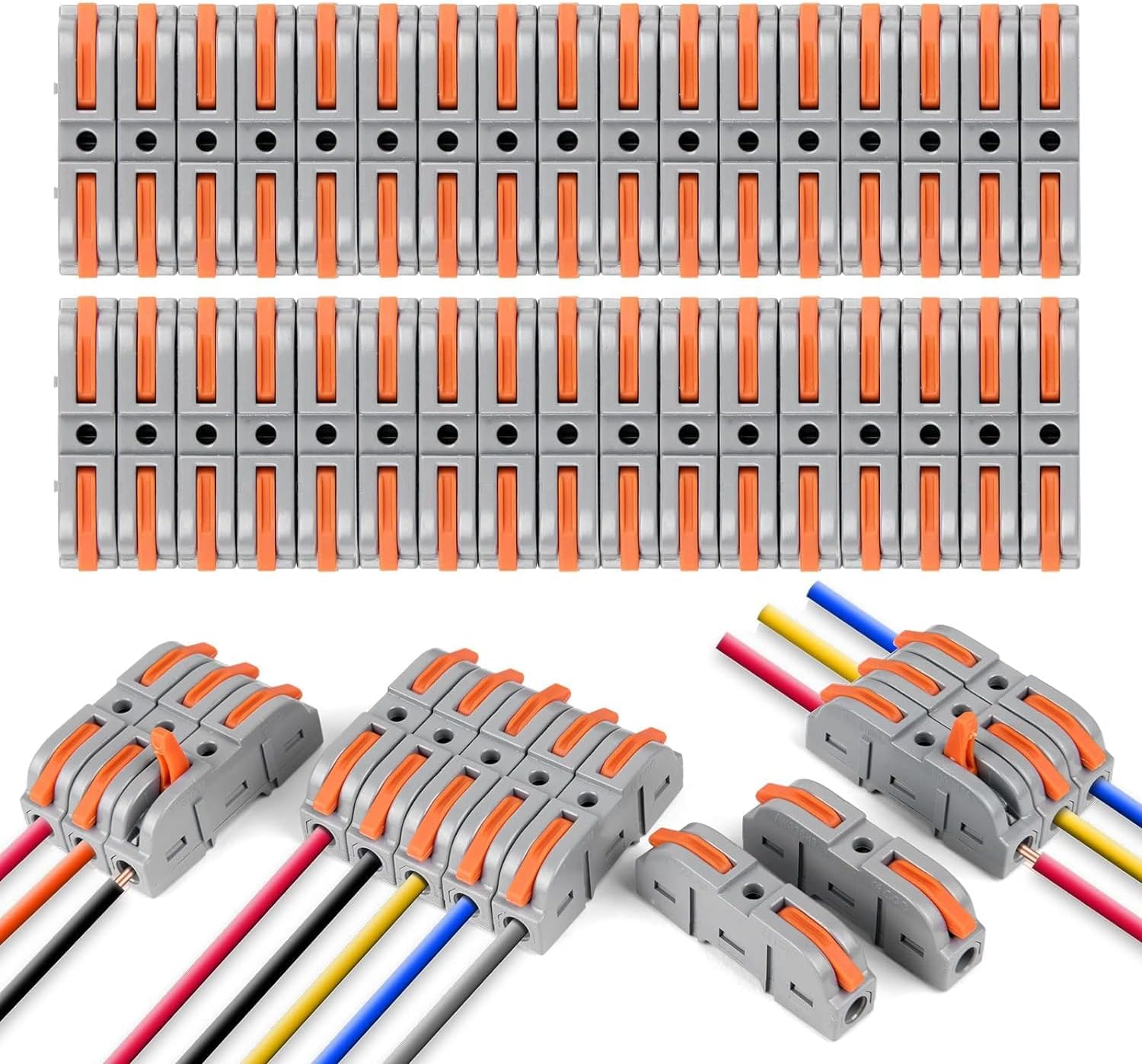 Wire Connectors, 80Pcs Quick Dual Wire Terminal Block, 2 Pin Peel-Free Push-Type Design Connectors, 18-22AWG Wire Quick Splice Connector Wire Crimp Terminal Wire Connector