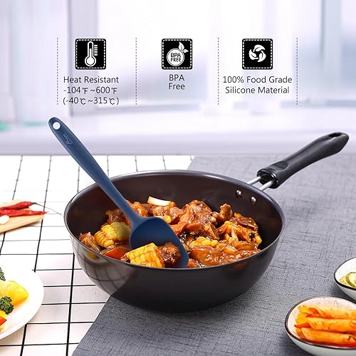 Miniatura 4 de HOTEC Juego de espátulas de goma de silicona resistentes al calor de 600  sin BPA para hornear, cocinar y mezclar, antiadherentes, aptas para