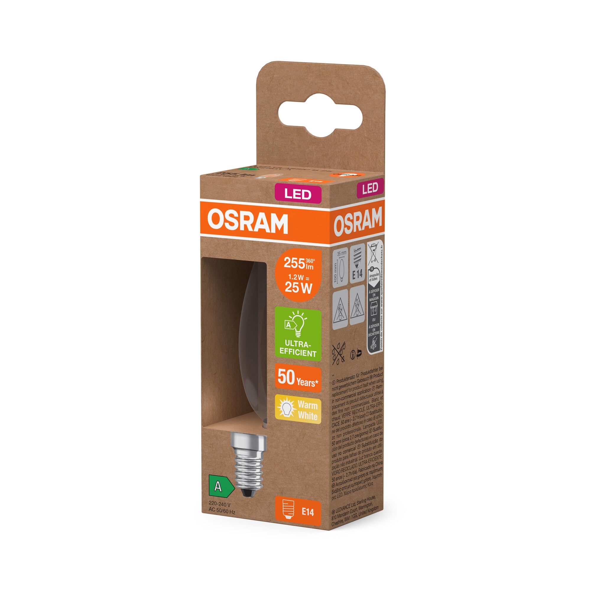 OSRAM Lámpara LED en forma clásica de mini bola, con filamento LED | , LED Lamps, 35.00 Millimetres dia, , Paquete de 6