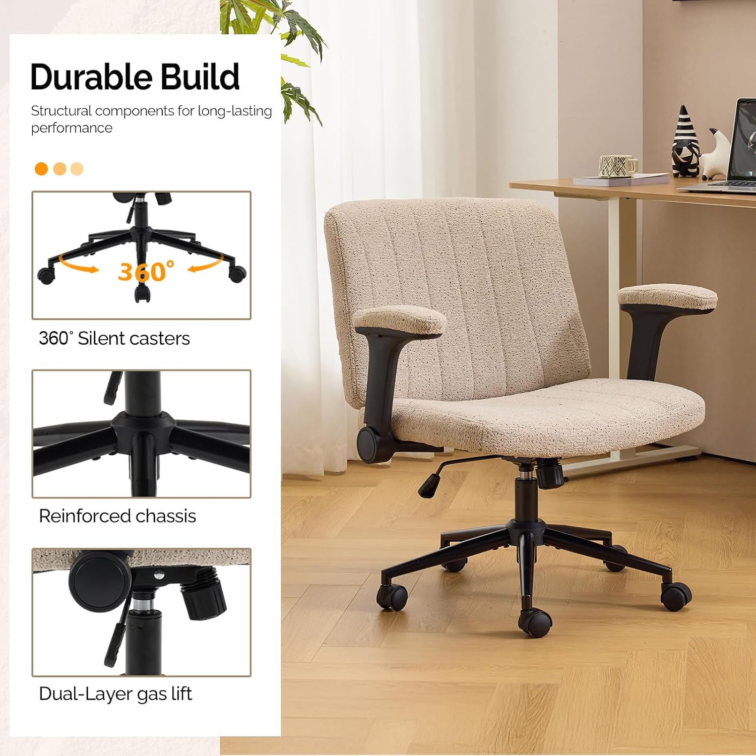 Image showing the durable build components of the VINGLI Criss Cross Office Chair