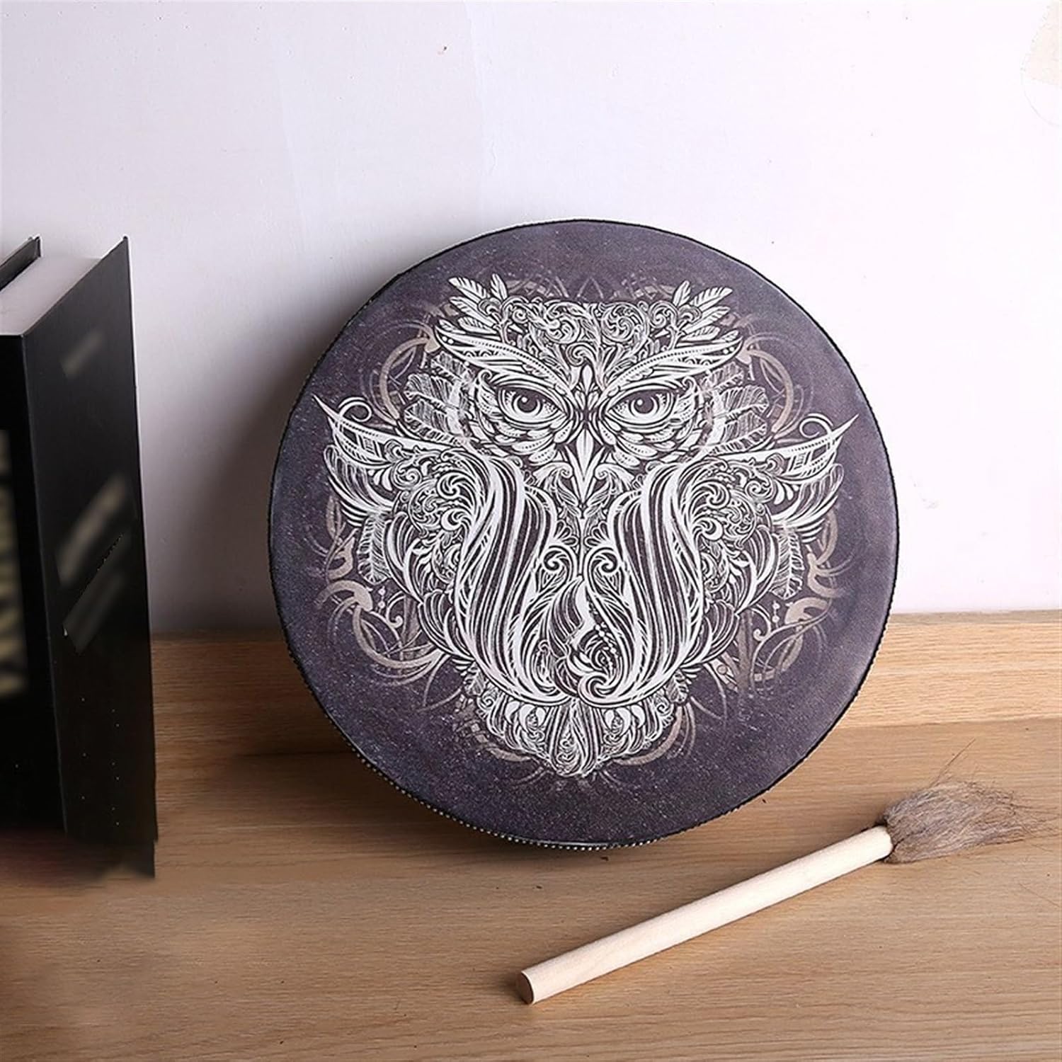 Shaman Drum, Frame Drum Decoration Fashion Native American Drum Music Healing Hand Drum with Drum Stick Bodhran Drum for Meditation, Sleeping Aid(Bird)