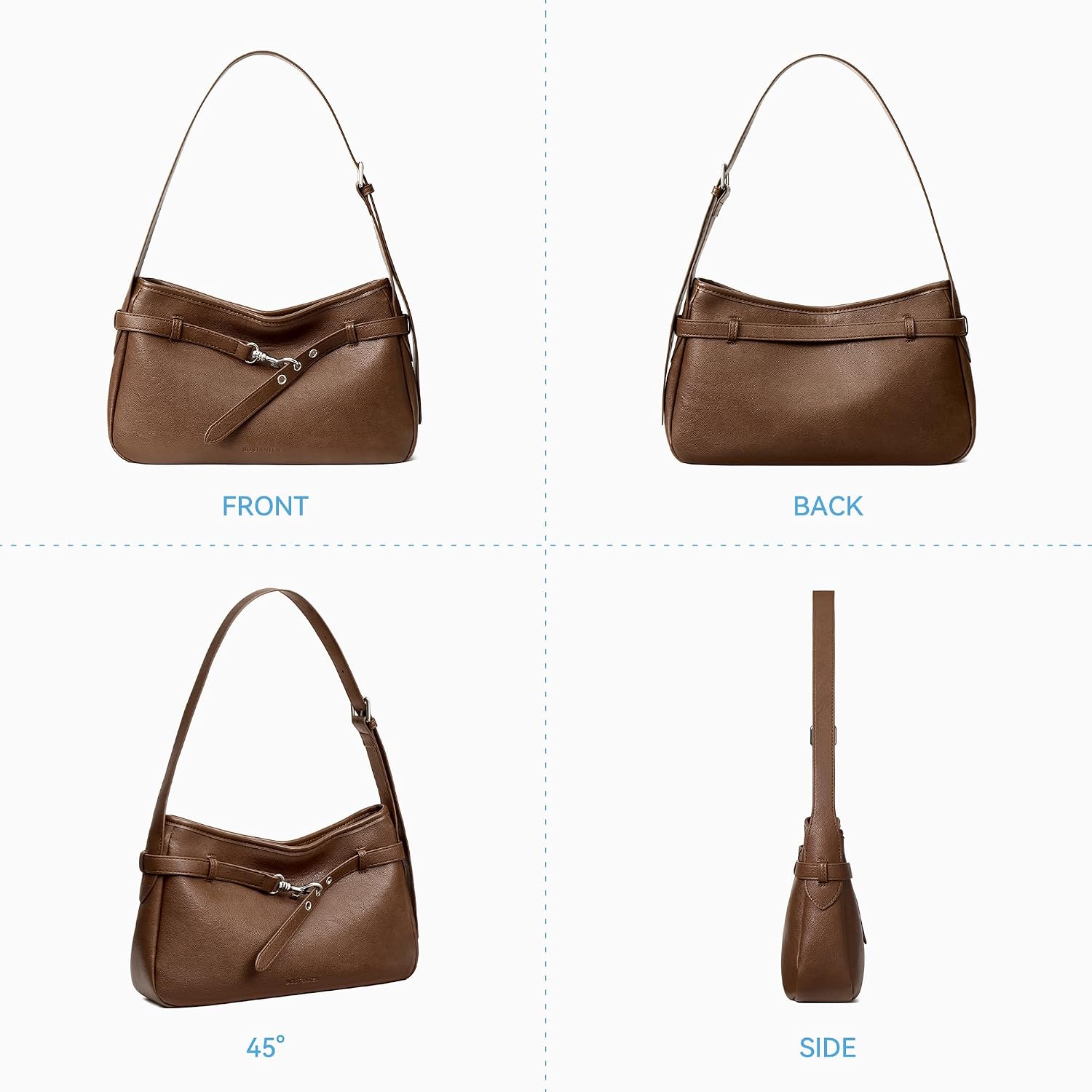 BOSTANTEN Medium Vegan Leather Shoulder Handbag for Women Vintage Lightweight Hobo Purse with Adjustable Wide Strap for Work