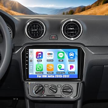 [4 Core+64G] Android 15 Car Stereo for VW Jetta 2013-2017 with Wireless Carplay&Android Auto,9 Inch Touch Screen Car Radio with Mirror Link Bluetooth FM/RDS Radio WiFi GPS EQ SWC