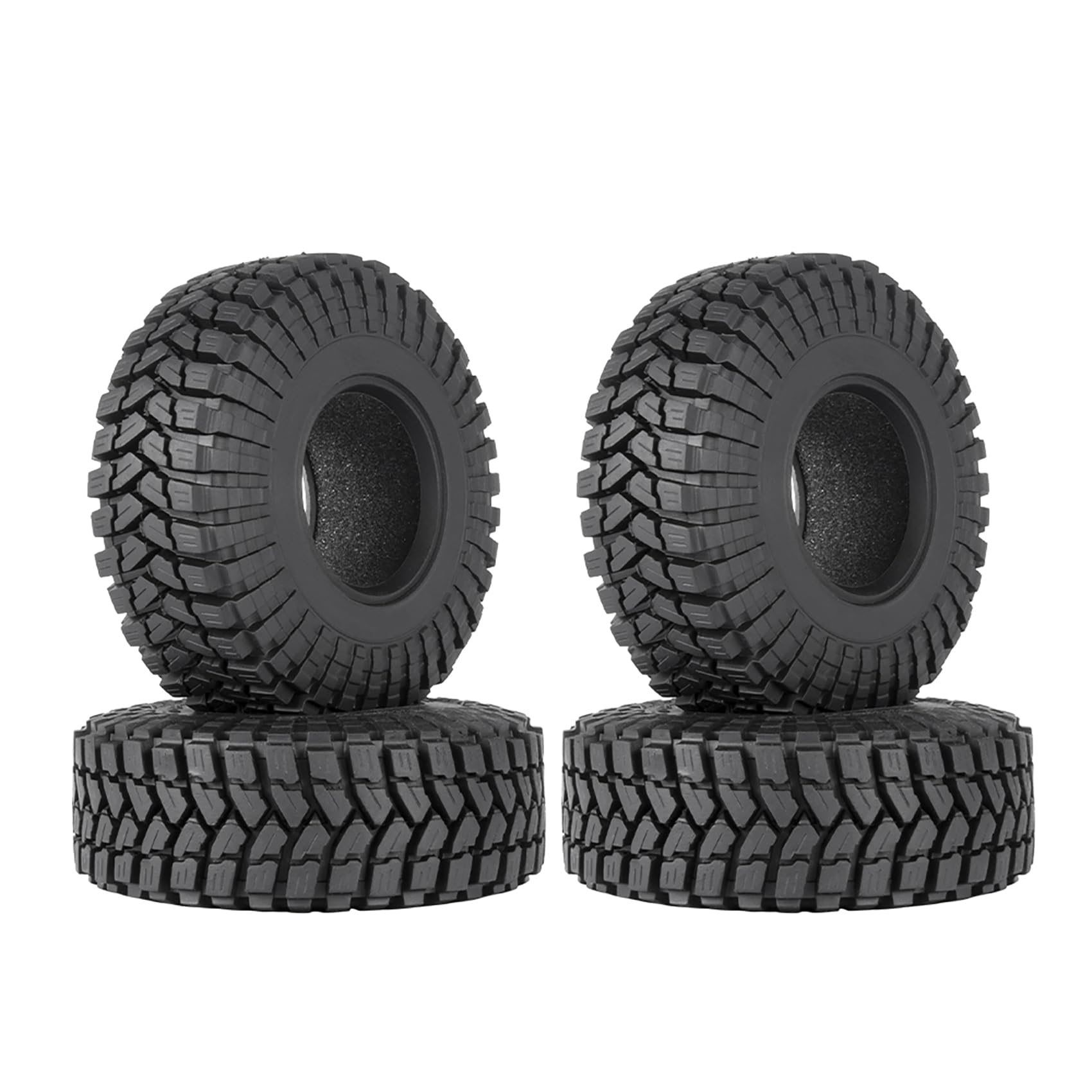 KINGCOO 4PCS RC Crawler Rubber Tires 1.9 inch Wheels Tyres for 1:10 RC Rock Crawler Car Off-road Model Car for Axial SCX10 90046 CC01 D90 D110 TF2 Tamiya TRX4 Gen8 Upgrade Parts (110x39mm)