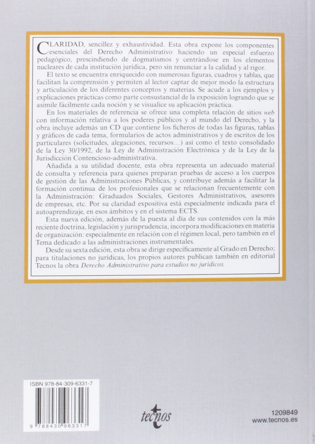 Manual básico de Derecho Administrativo (Derecho - Biblioteca Universitaria De Editorial Tecnos)