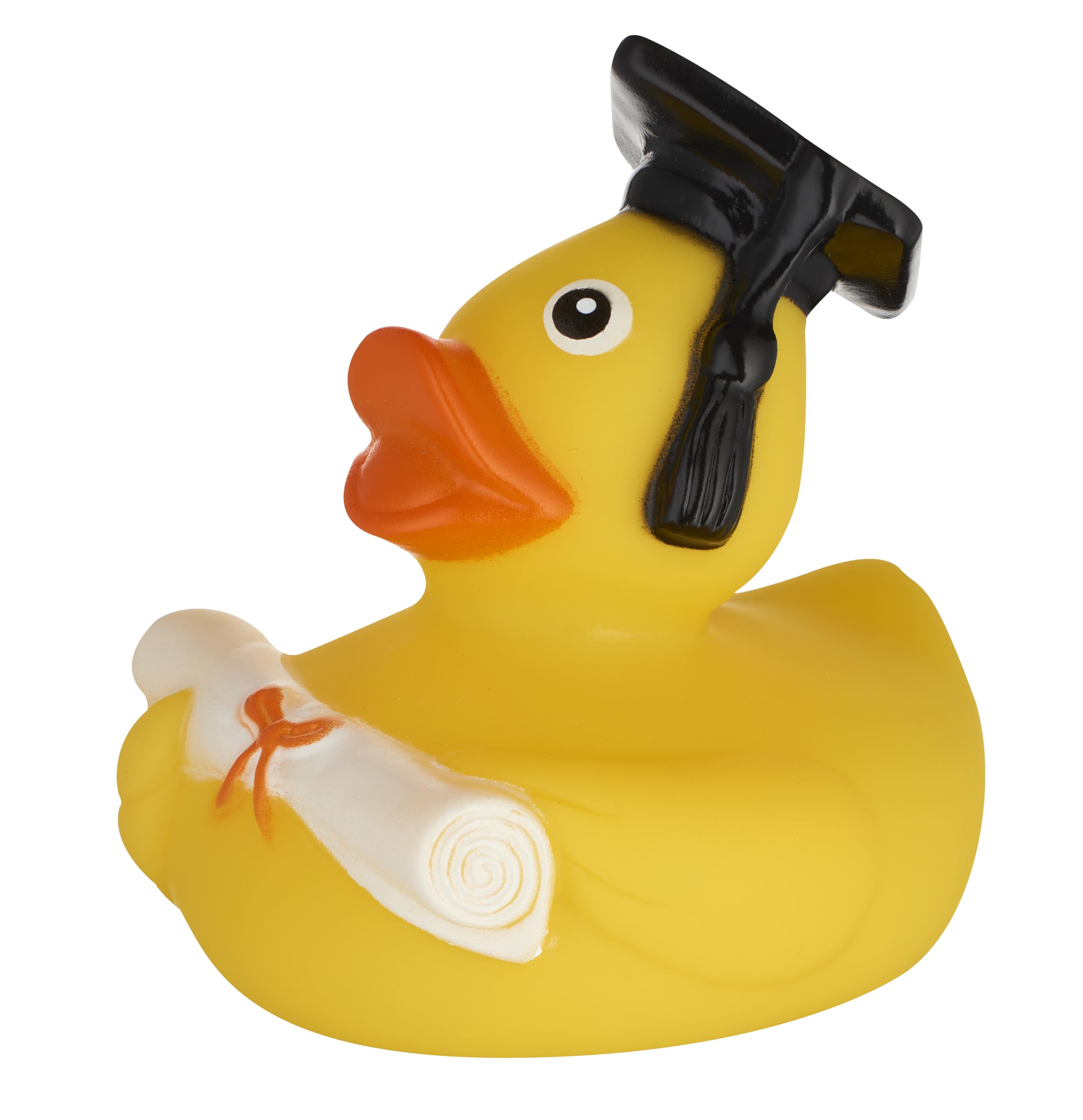 MC-TrendYellow Academic Bath Duck - Rubber, Small, Graduation Theme, Latex-Free, Ages 3+ - with Diploma and Graduation Hat