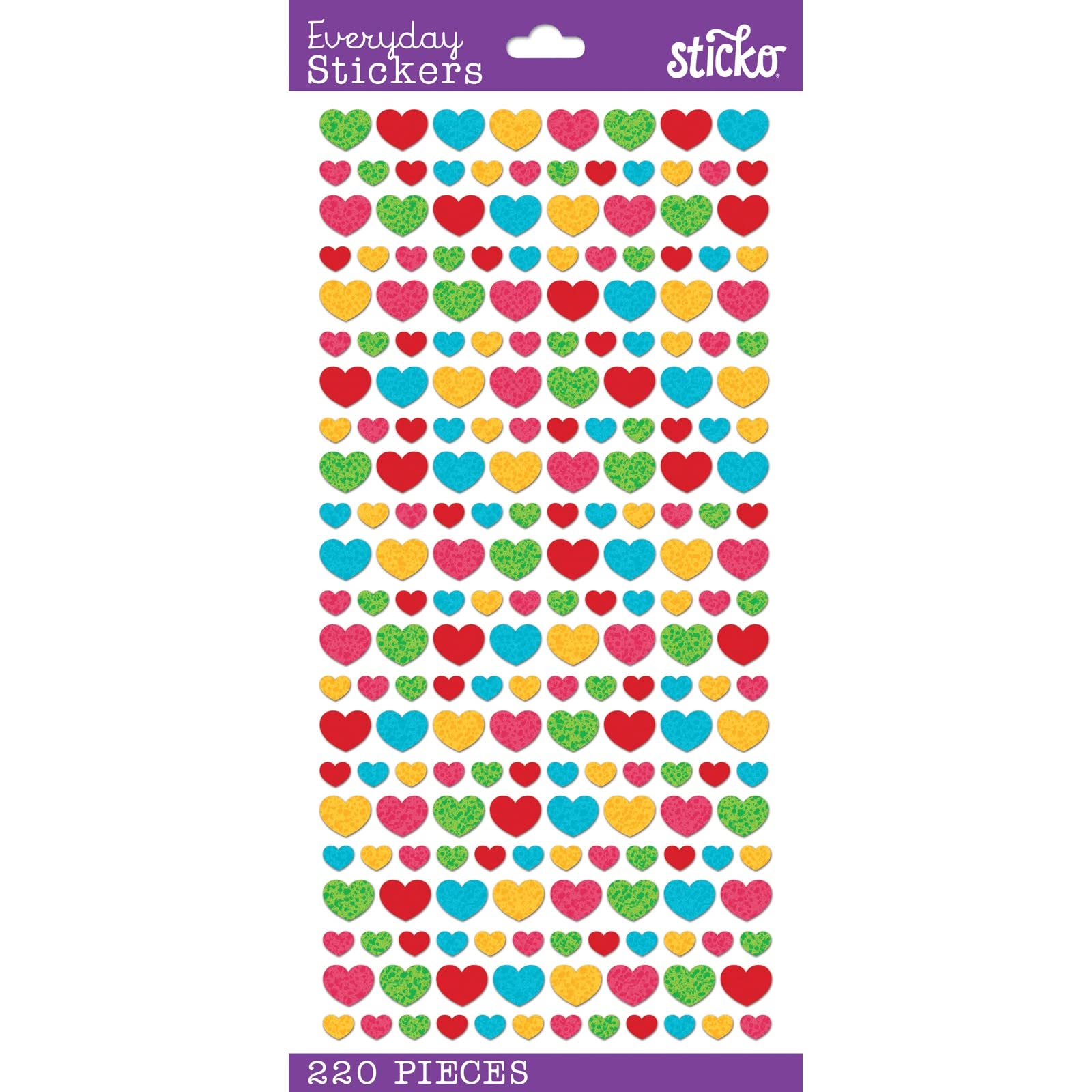 Sticko Themed Stickers Tiny Multi Hearts décoration de cartes cadeaux