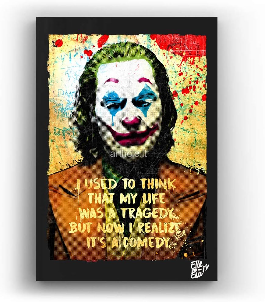 Arthur Fleck (Joaquin Phoenix) from Joker 2019 Movie - Pop-Art Original Framed Fine Art Painting, Image on Canvas, Artwork, Movie Poster