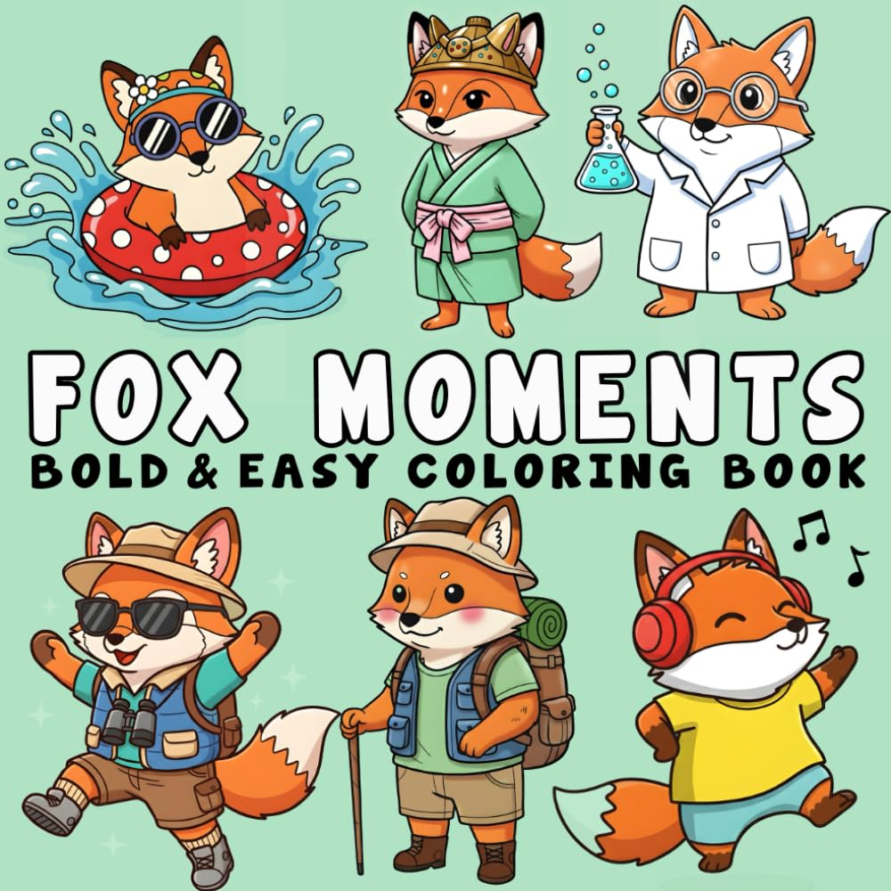 Fox Moments: Bold, and Easy Fox Coloring Book for Stress Relief – Big, Simple Designs for Teens and Adults