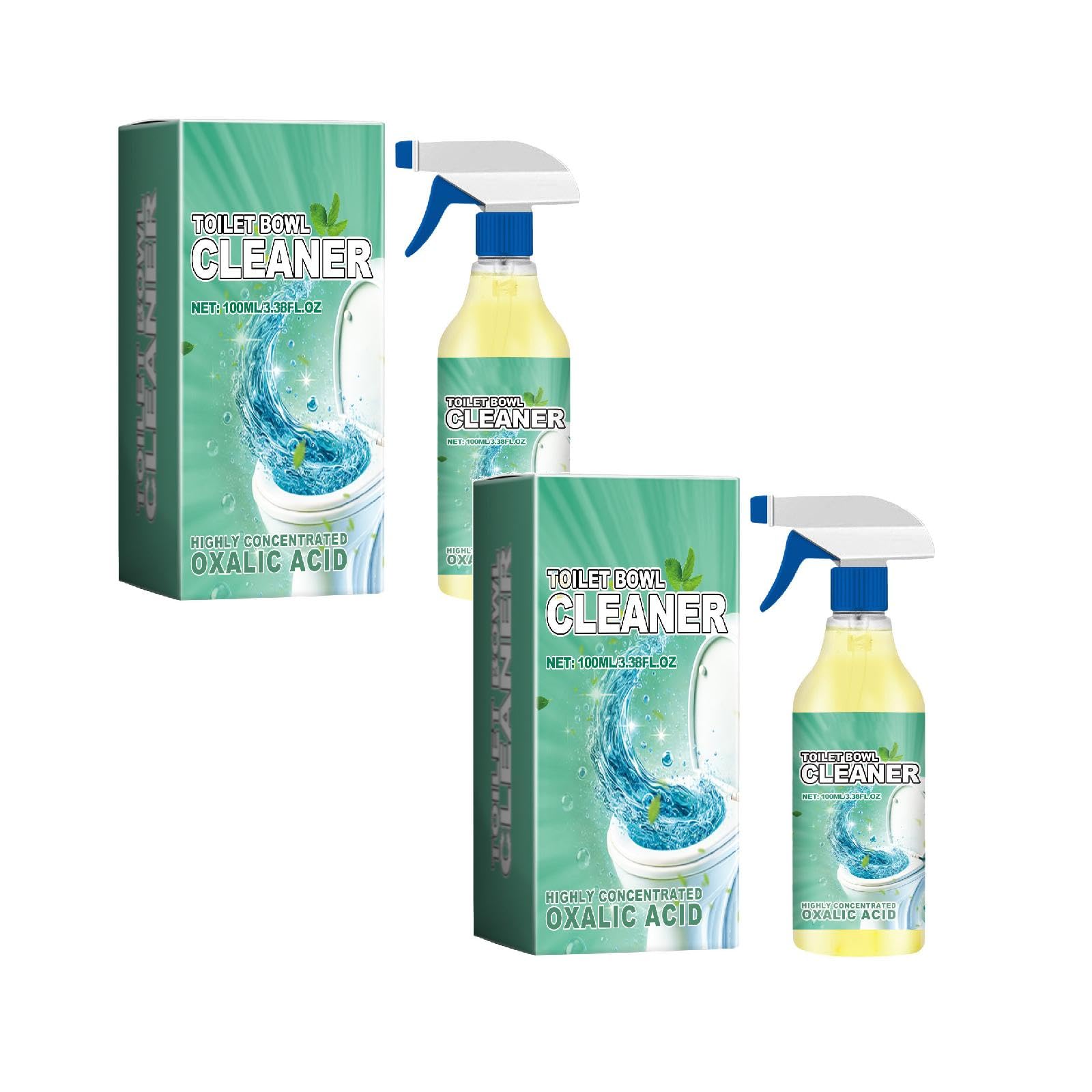 Total Lot de 2 sprays nettoyants hygiéniques et frais pour salle de bain à l'acide oxalique hautement concentré, contre le calcaire et la saleté, vaporisateur, détartrant 100 ml, spray nettoyant pour
