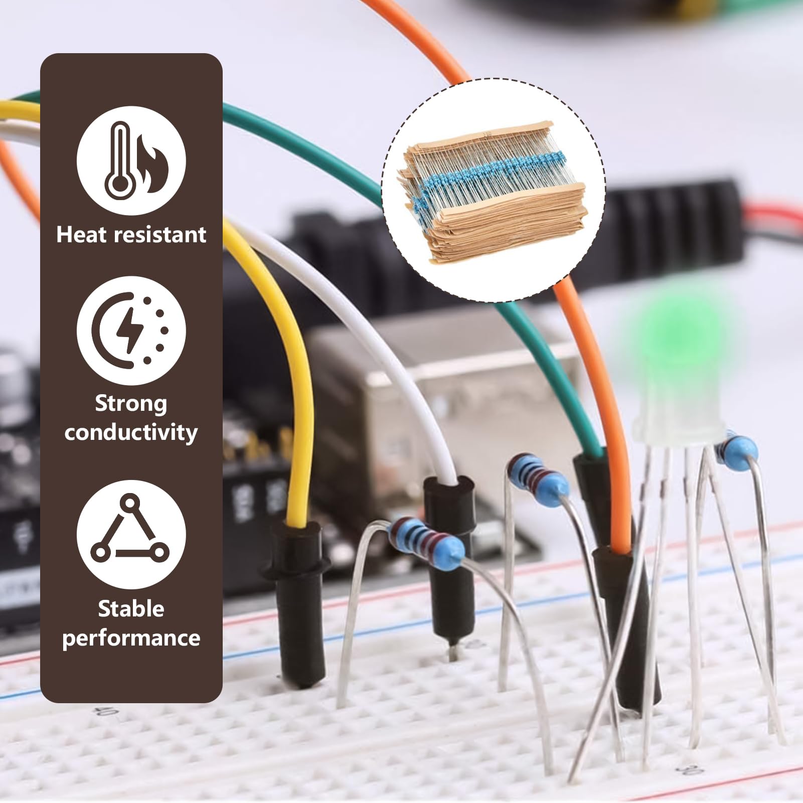 Zestaw 600 rezystorów elektronicznych od 10 Ohm do 1 MΩ, 1/4 W zestaw folii węglowej, 30 różnych wartości, tolerancja 1% do projektów elektronicznych DIY, rezystor ze stabilnymi metalowymi trzpieniami