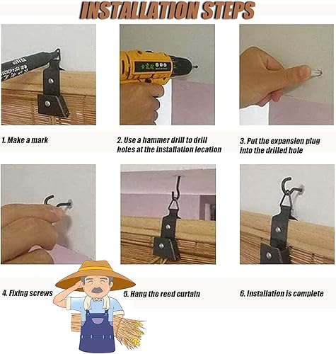 Miniatura 7 de Persianas enrollables de bambú para patio al aire libre, persianas enrollables de bambú para patio, porche, persianas enrollables de bambú, 25 x 51