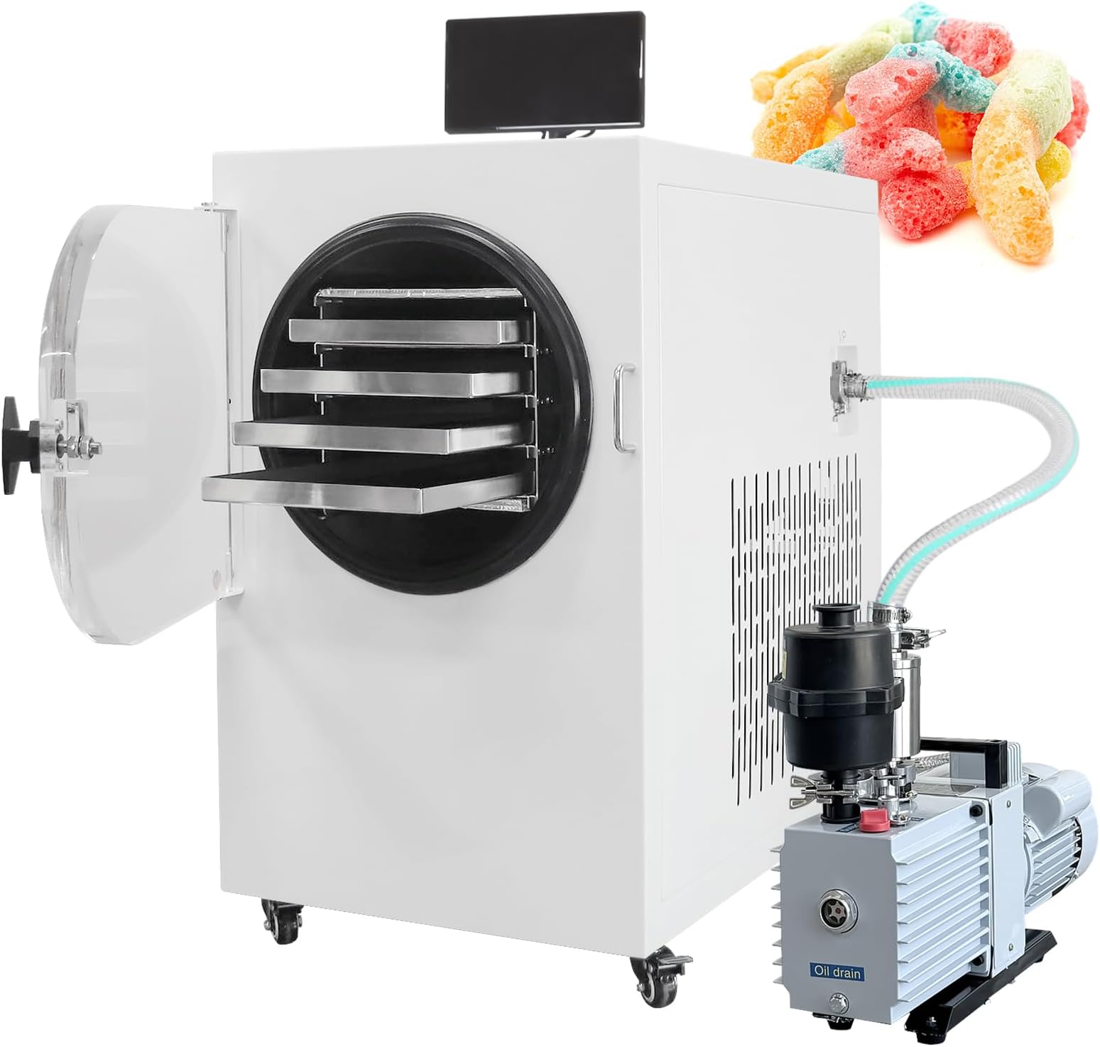 HNZXIB Freeze Dryer Machine for Home Food Preservation -76°F Cold Trap, 6.6-11 LBS/Batch, 4-Layer Stainless Steel Trays, 7" Touch Screen, Vacuum Freeze for Meat Fruit Vegetable Food Preservation 110V