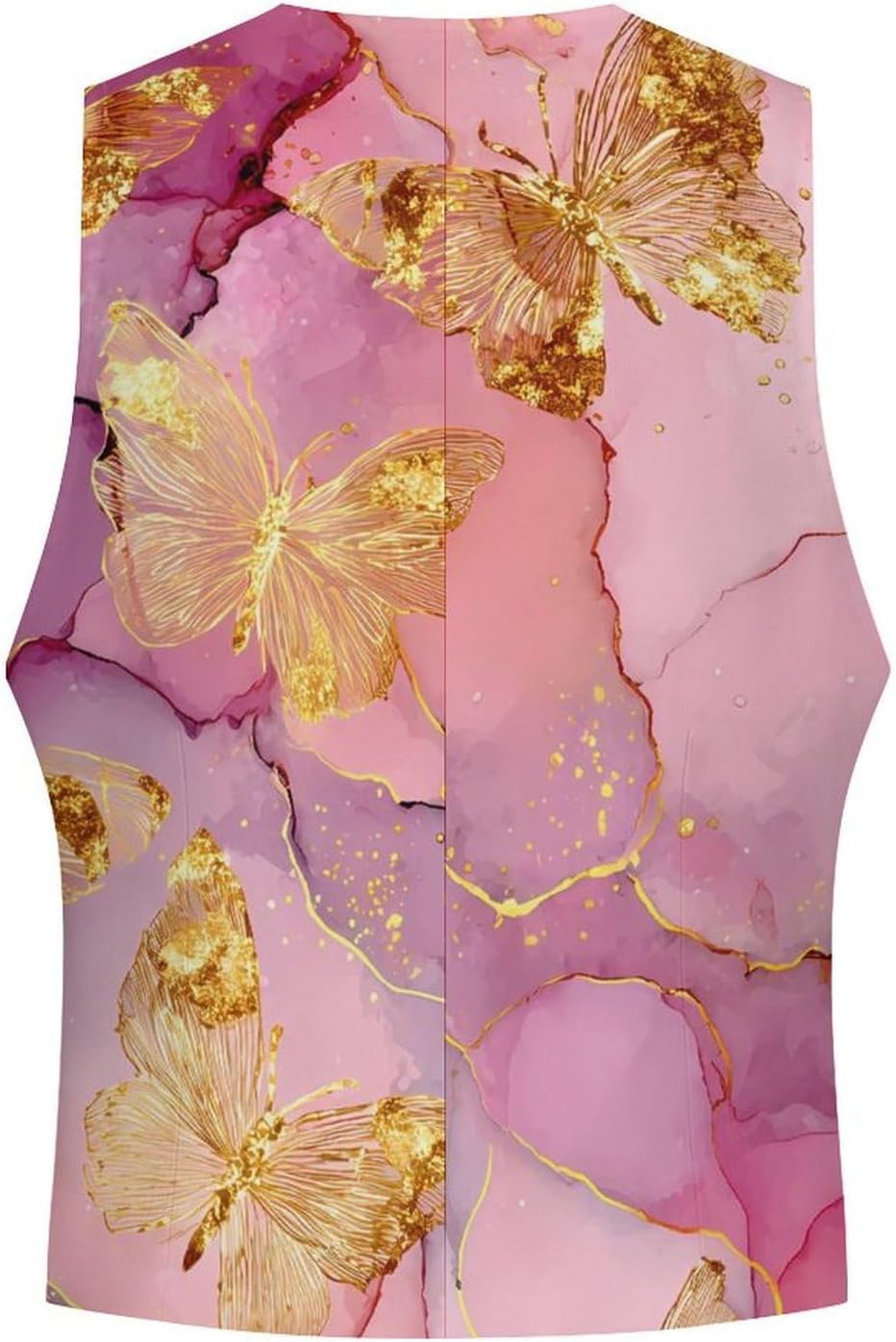 Butterfly Pink Gold Marble Men's Suit Vest Formal Vests Casual Dress Fit Waistcoat Casual Tuxedo for Business