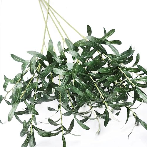 Miniatura 4 de 5 ramas de olivo para jarrones, plantas artificiales, tallos verdes para jarrones, hojas de olivo (verde)