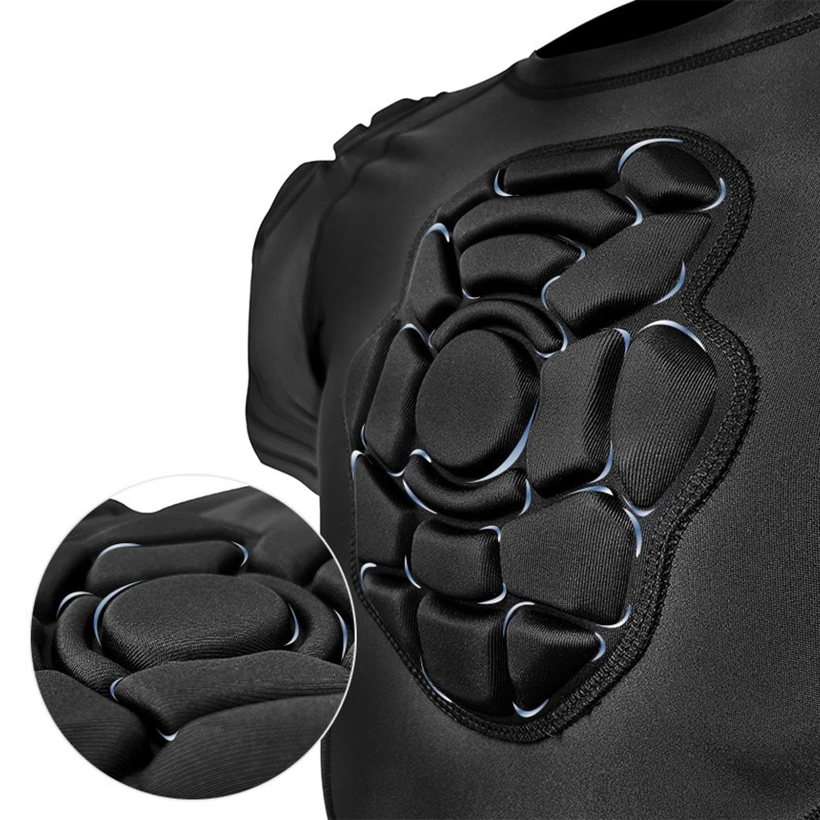 Colaxi Men Padded Proctective Shirt Compression Shirt Lightweight Multifunction Protect Top for Outdoor Activities Rugby, S