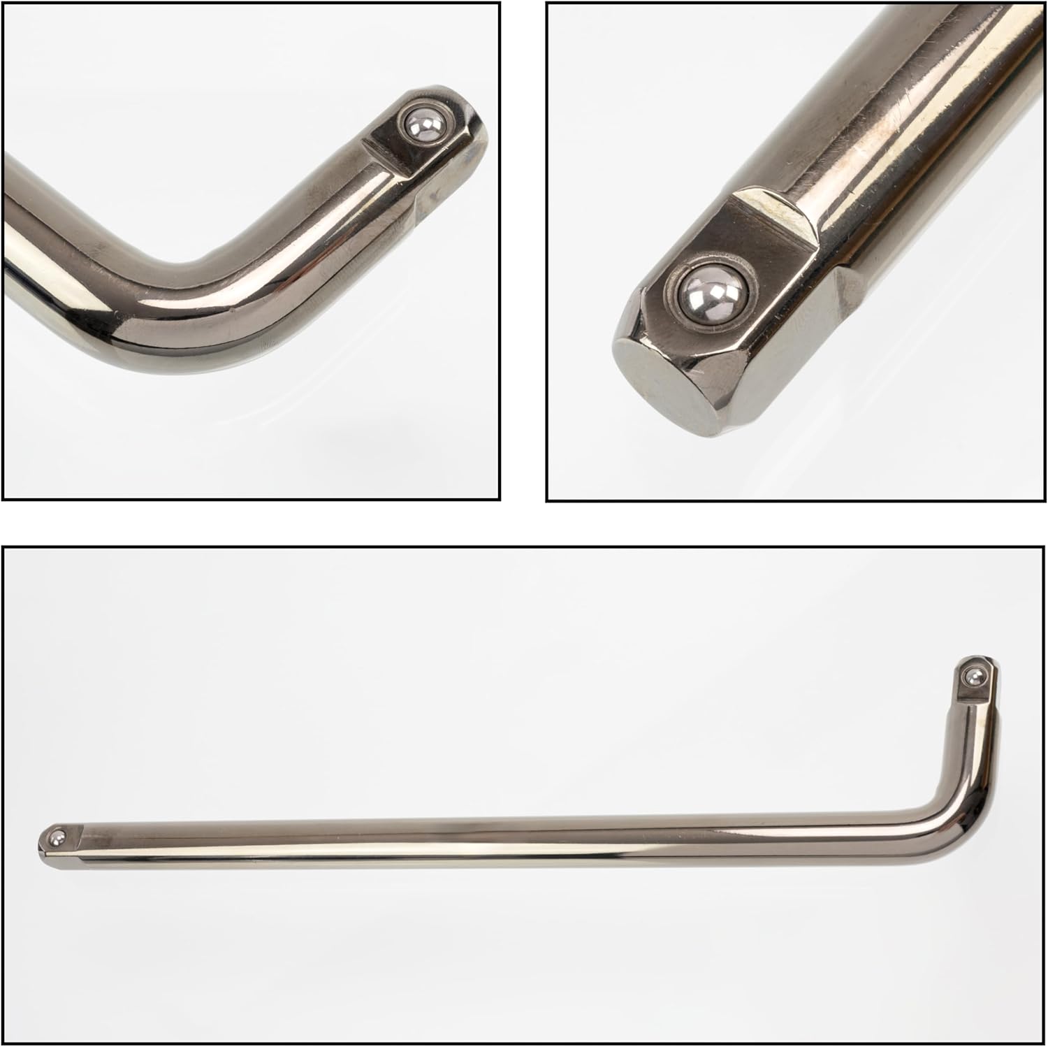 Aerzetix - K33970 - Force bar for socket wrench 1/2x300 mm - ''L'' handle - long angle wrench adapter - CR-V 50BV30 steel - dark silver