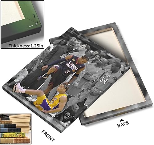 Miniatura 7 de Lienzo decorativo de pared de la NBA, Allen Iverson Step Over Tyronn Lue Iconic Moment, póster de baloncesto de los 76ers vs Lakers, ilustraciones
