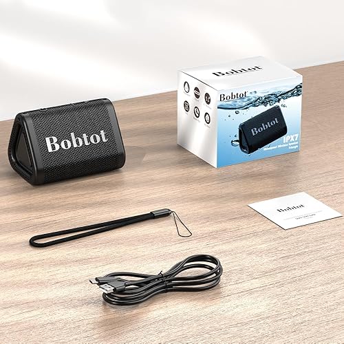 Miniatura 8 de Bobtot Altavoz Bluetooth portátil inalámbrico, IPX7 pequeño altavoz de ducha impermeable, tiempo de reproducción de 15 horas, sonido fuerte y