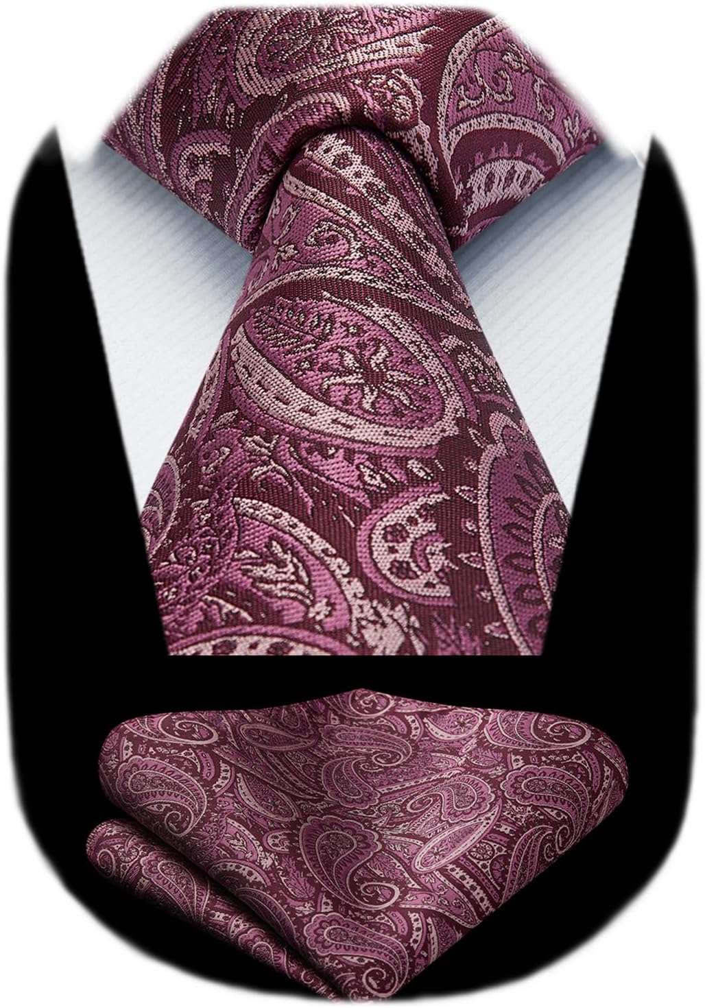 HISDERN Mens Ties Paisley Tie and Pocket Square Woven Classic Floral Mens Necktie Handkerchief Set for Wedding Party - Image 2