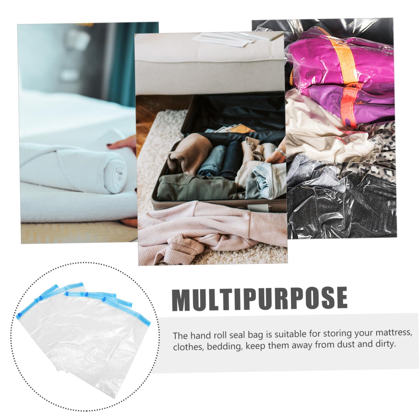 Rollo de 5 Piezas de Bolsa de compresión al vacío, Bolsas de Almacenamiento, Bolsas de Ropa Que ahorran Espacio, Bolsas selladoras al vacío, Viajes internacionales imprescindibles