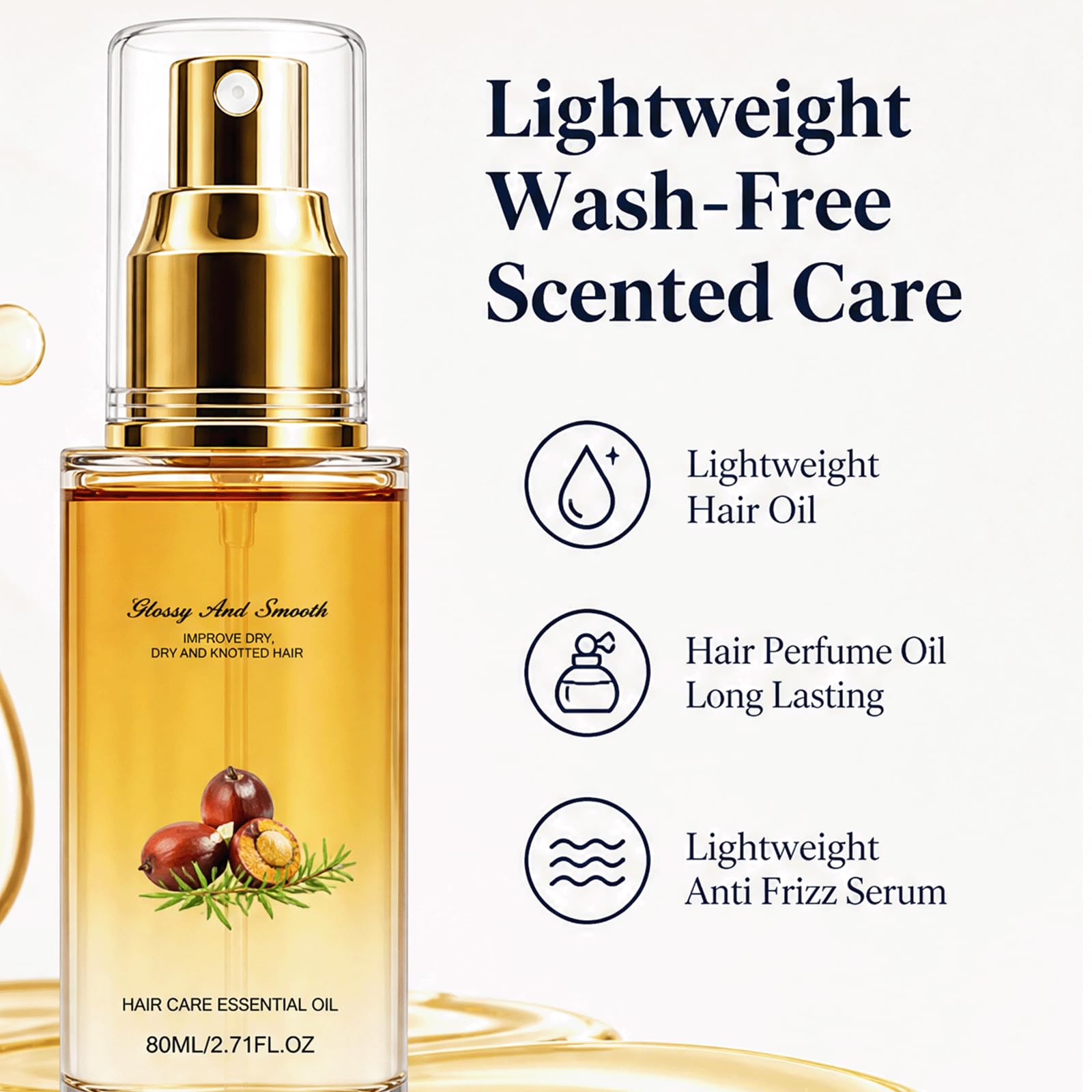 Niezmywalny, głęboko odżywczy olejek do włosów PerfumeCare, lekkie serum przeciw puszeniu się włosów, odzyskiwanie suchych, zestresowanych włosów, (5 szt)
