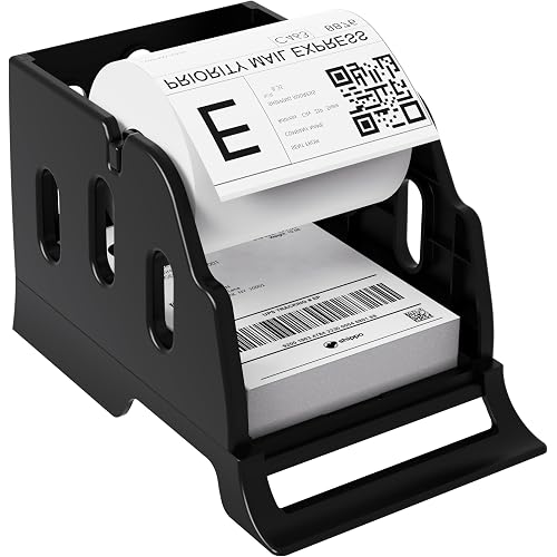 Rongta Label Holder for Rolls and Fan-Fold Labels, Thermal Sticker Roll Holder for Desktop Thermal Printer, Black