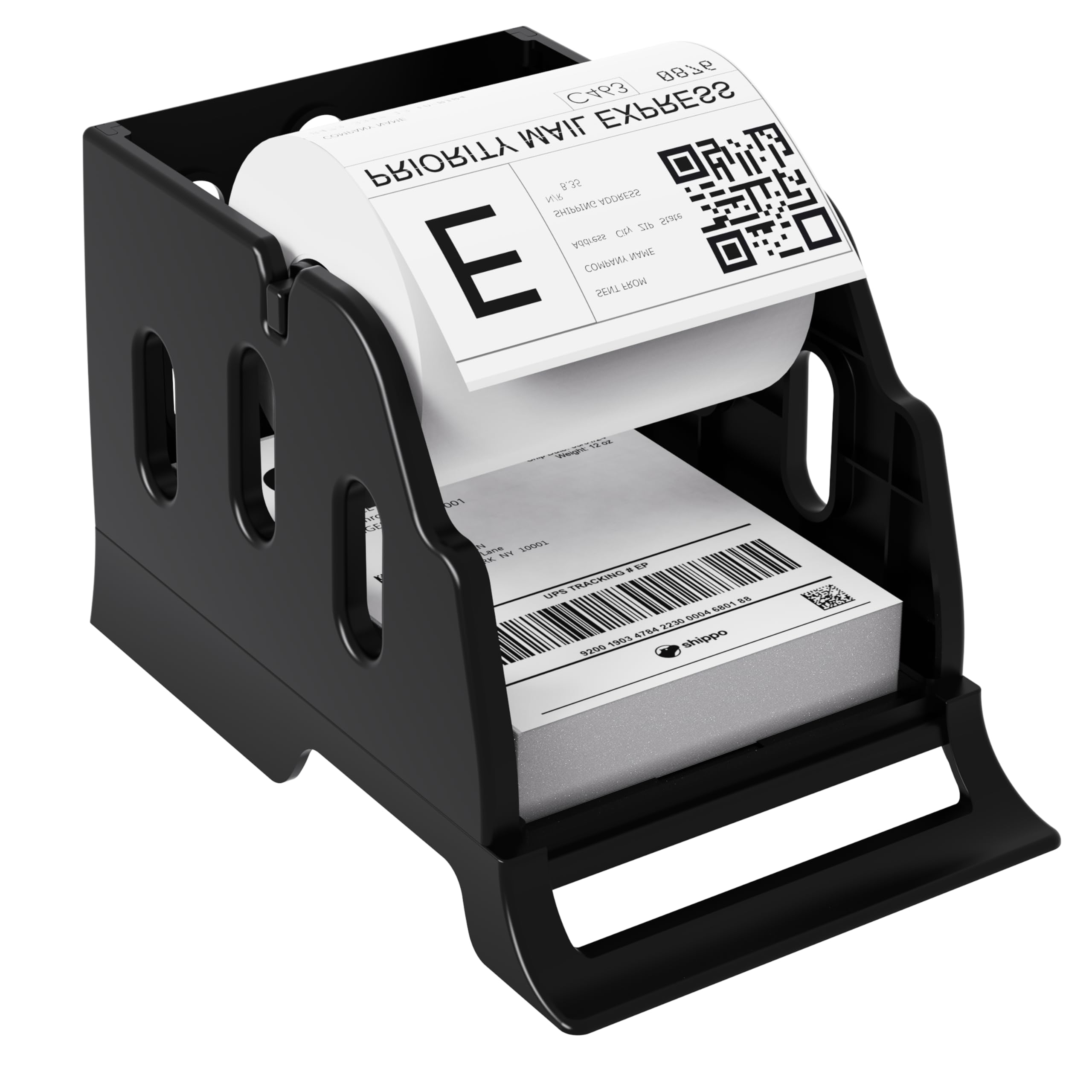 Rongta Label Holder for Rolls and Fan-Fold Labels, Thermal Sticker Roll Holder for Desktop Thermal Printer, Black
