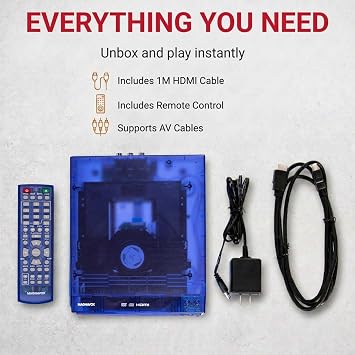 Magnavox, Translucent DVD Player with HDMI Cable Included, Multi Format DVD CD MP3 Player, HDMI Output, Remote Control, PAL/NTSC Compatible, 2 Channel Audio