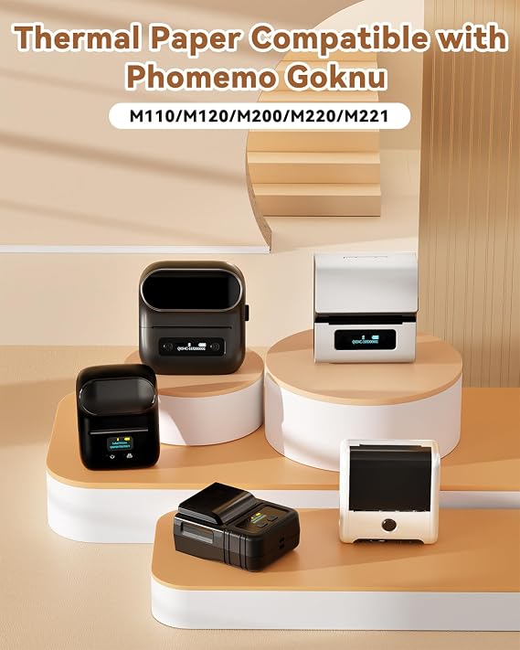 Phomemo M220 Thermal Labels, for M220 M221 M200 M250 M260 Label Maker, 2.75X3.14(70X80Mm) Rectangle Laser Sticker for Small Business, Logo Design, Photo, DIY Labeling