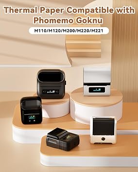 Phomemo M220 Thermal Labels, for M220 M221 M200 M250 M260 Label Maker, 2.75X3.14(70X80Mm) Rectangle Laser Sticker for Small Business, Logo Design, Photo, DIY Labeling