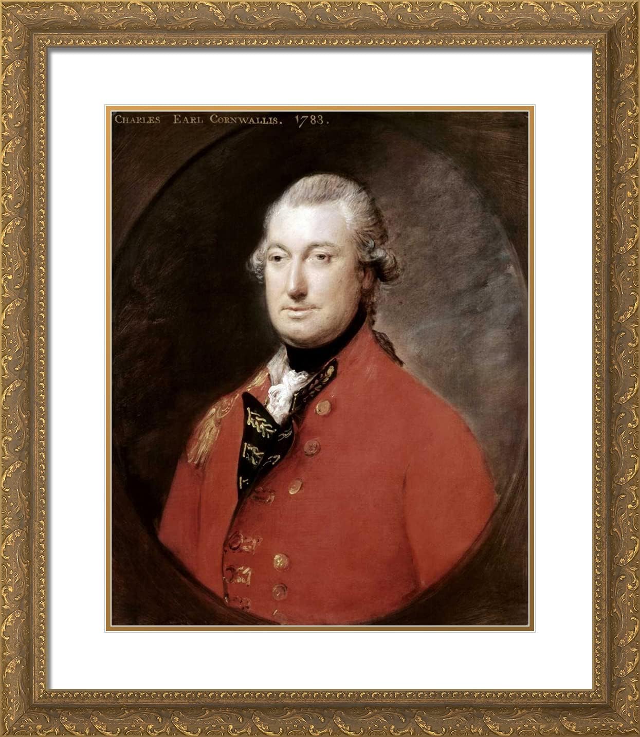 ArtDirect Gainsborough, Thomas 20x23 Black Ornate Framed Art Print with Double Matting Titled: Charles Cornwallis