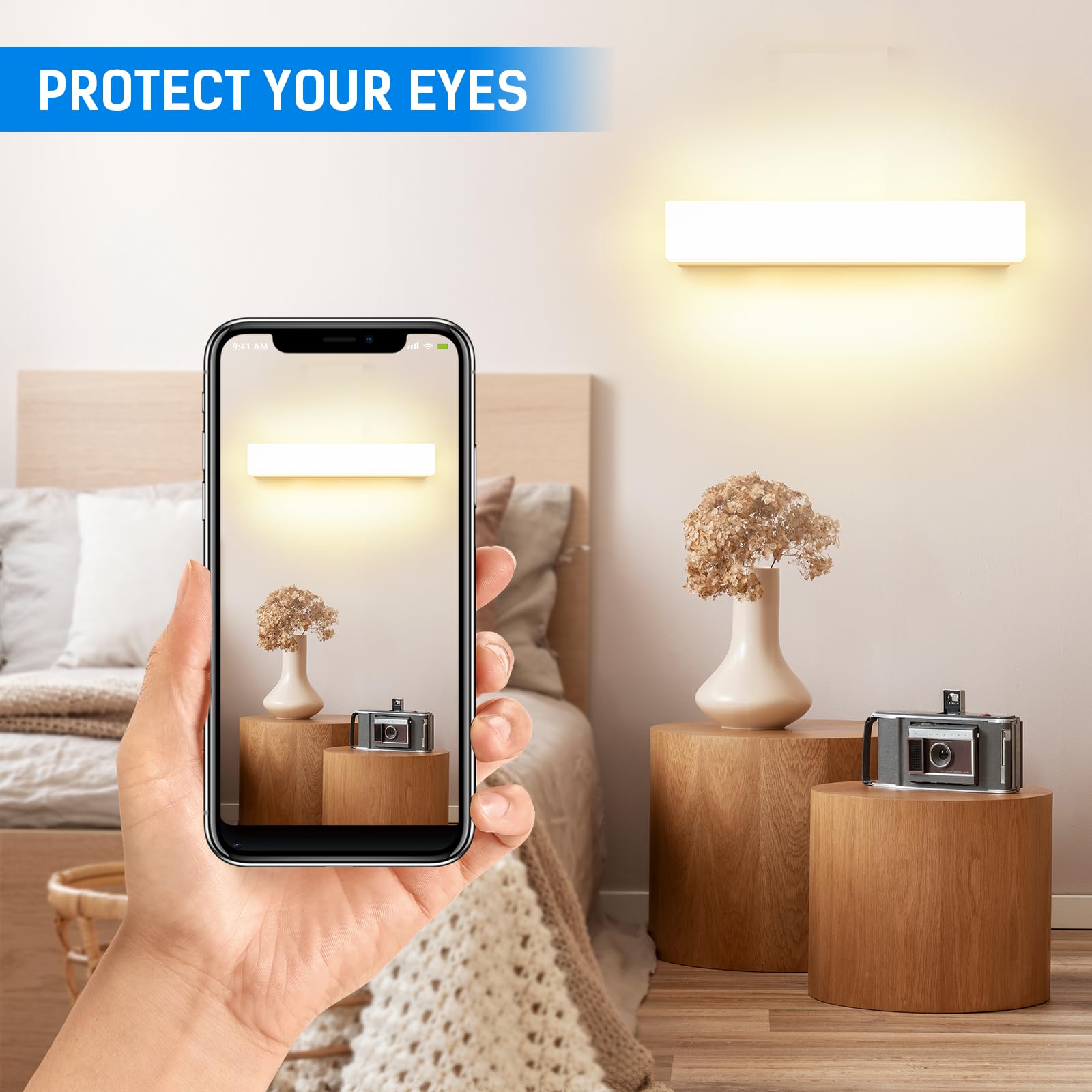 ledmo 2 Pezzi Applique da Parete LED 10W 3000K Bianco IP54 Interno Esterno | Luce diffusa su tutti i lati, design sottile da 30 cm e posa verticale/orizzontale; ideale per salotto, camera e corridoio.