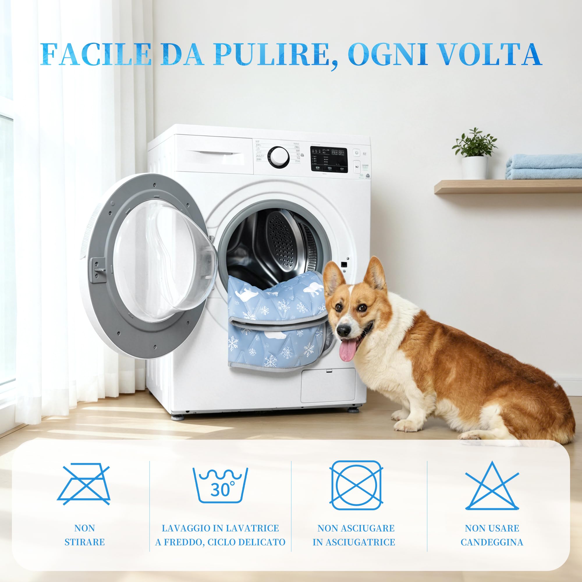 Angelpet Tappetino Rinfrescante per Cani 100x70cm, Q-MAX >0,5, Tappetino Senza Gel per Cani Medi & Gatti, Tessuto Fresco, Fondo Impermeabile, Tasca Laterale, Lavabile, per Pavimento & Divano, Blu