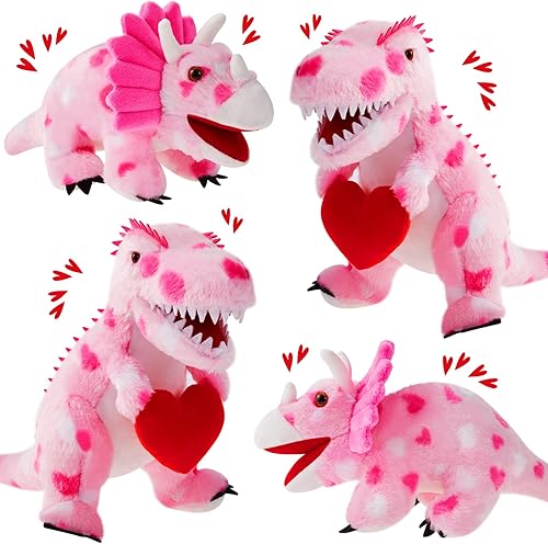 2 unidades de 12 pulgadas de animales de peluche para el día de San Valentín dinosaurio de peluche con forma de corazón Kawaii rosa para niños y