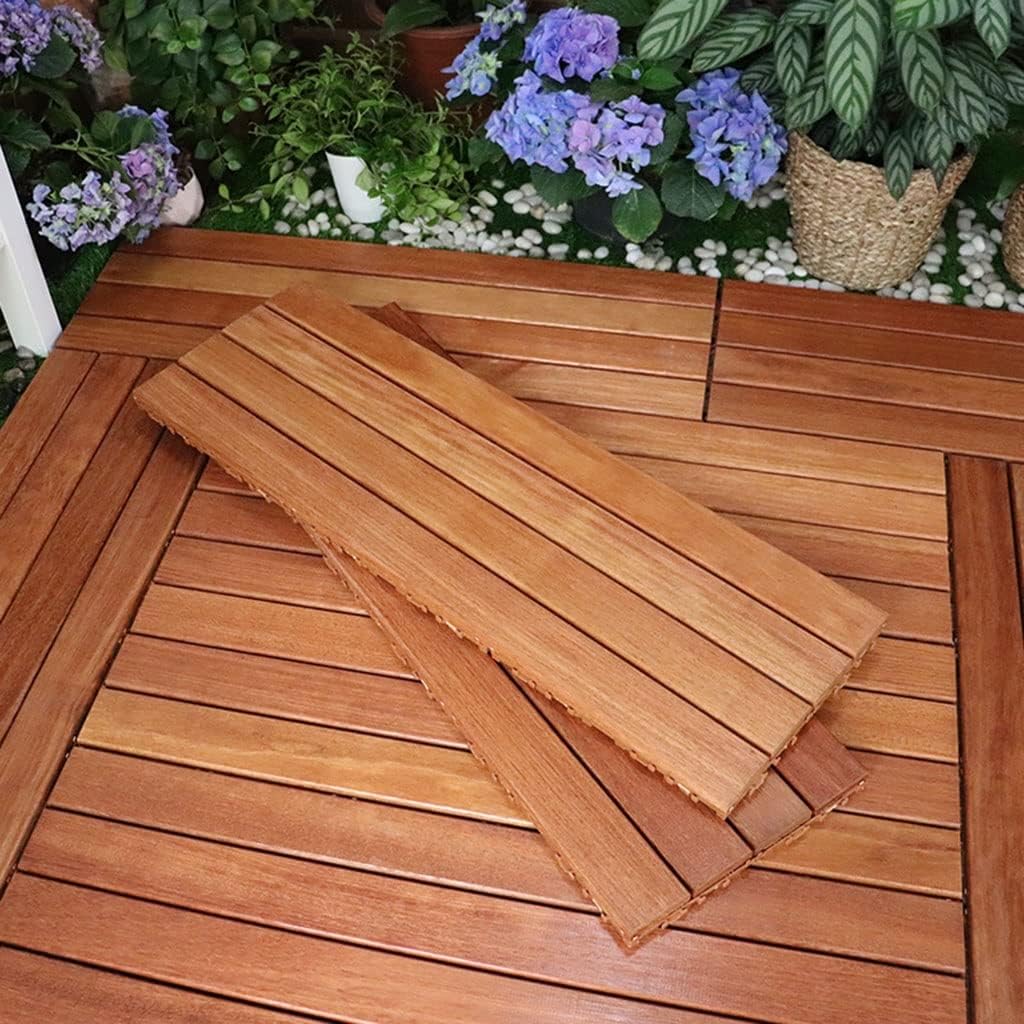 ZONOBI Solid Wood Interlocking Flooring Tiles Hardwood Deck