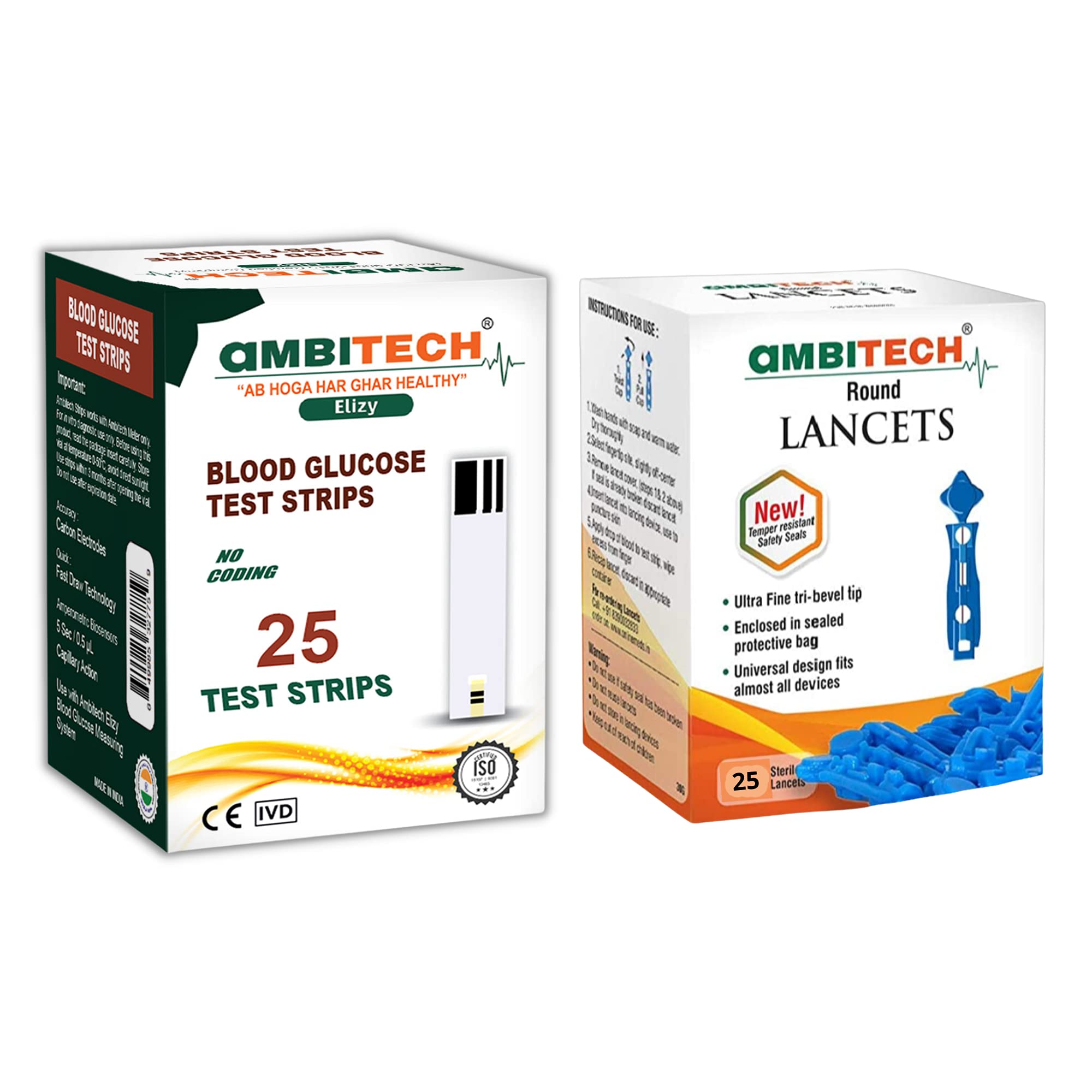 AmbiTech Elizy 25 Test Strips and 25 Lancets|Pack Of 1| Made in India (B08YR7CGKY) Amazon Price History, Amazon Price Tracker