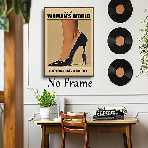Miniatura 2 de Arte de pared vintage de mujer con texto en inglés "It's a Woman's World" ("It's a Woman's World") - Póster vintage de moda feminista, cuadro