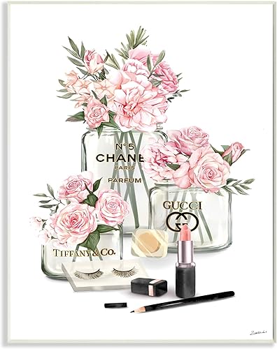 Stupell Industries Tarros de moda glamorosos con diseño de rosas rosas rosas rosadas, diseñadas por Ziwei Li, 10 x 15 pulgadas, color gris