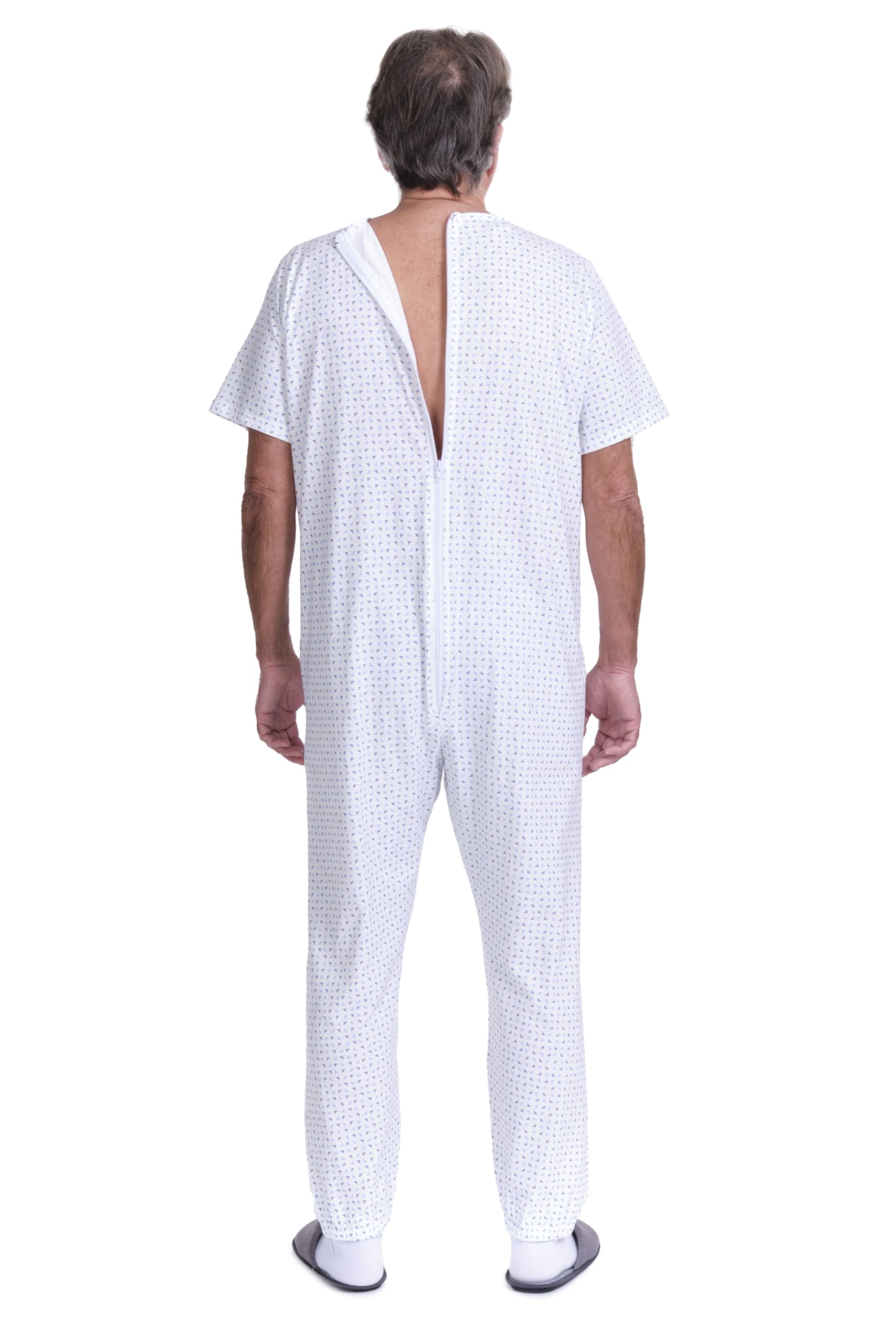 Pyjama pour Alzheimer avec Fermeture au Dos, 100% Coton Léger, Manches Courtes, Pantalon Long, 9012/3, pour Personnes âgées