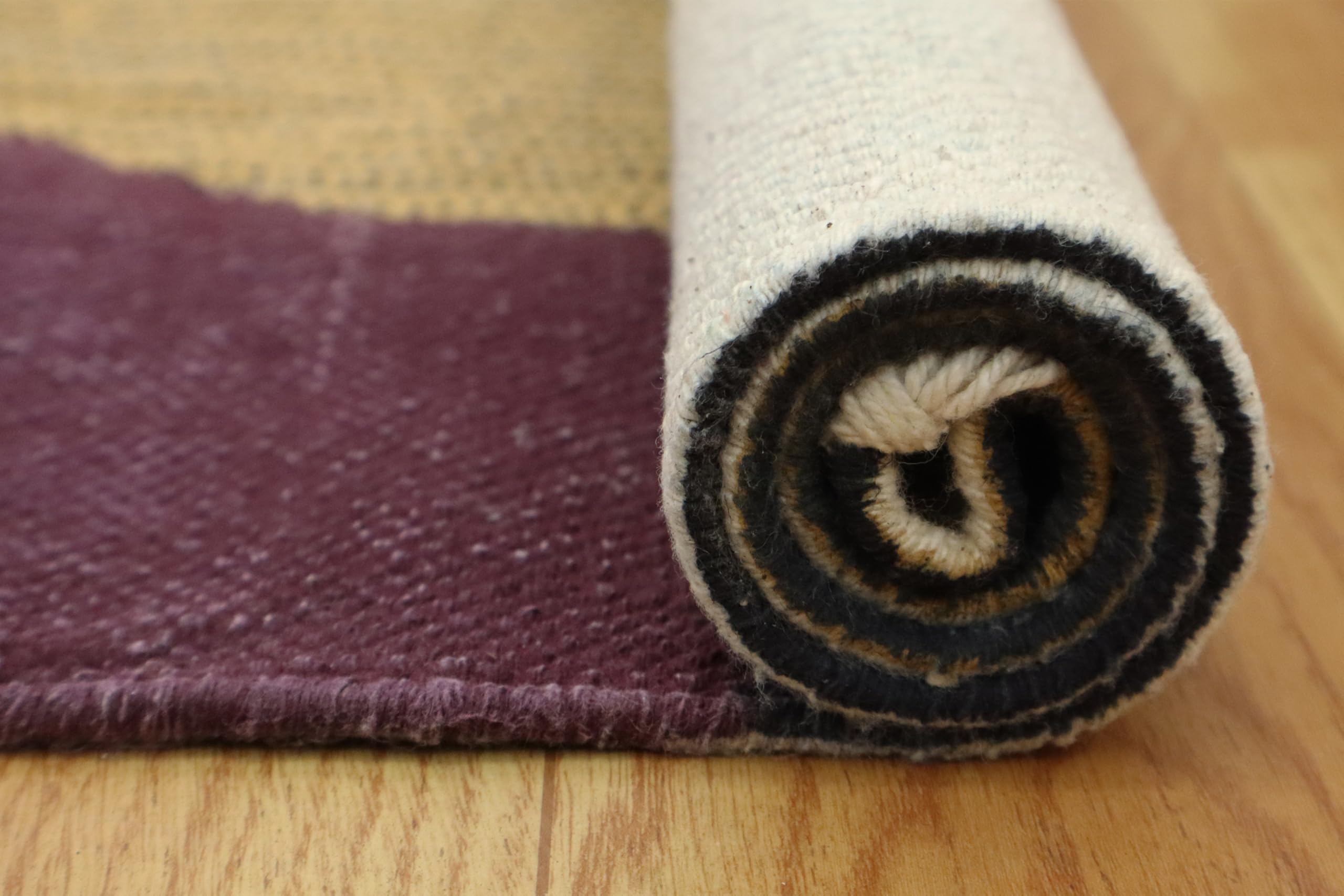 Indische Kunsthandwerker Baumwoll-Teppich, Kelim-Teppich, 25,4 x 45,7 cm, Braun Kastanienbraun, Bodenteppich für Fußmatte, Boho-Teppich, waschbarer Teppich, für Innen- und Außenbereich, Flachgewebe,
