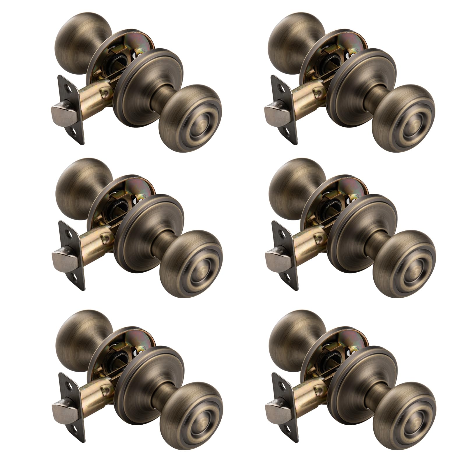 Antique Brass Door Knobs - 6 Pack -1