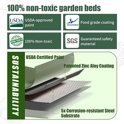 Miniatura 5 de Maceta elevada galvanizada de 8 x 2 x 1.4 pies, resistente y fácil de montar, macetas elevadas ovaladas al aire libre para verduras, jardinería,