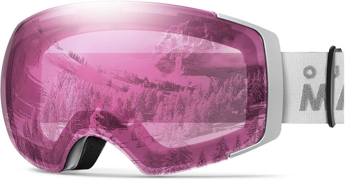 OutdoorMaster Gafas de esquí PRO, gafas de nieve OTG con lentes intercambiables | Gafas de esquí magnéticas de cambio rápido sin marco para hombres y mujeres con antivaho, ajuste OTG, protección UV400, funda protectora
